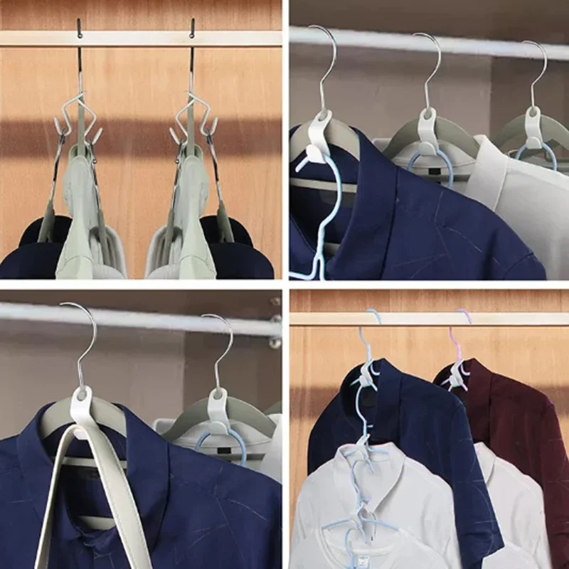 10-100pcs- Wardrobe Hanger Hooks Multifunction Cascading Plastic Bedroom Wardrobe Storage Space Saving Coat Hook