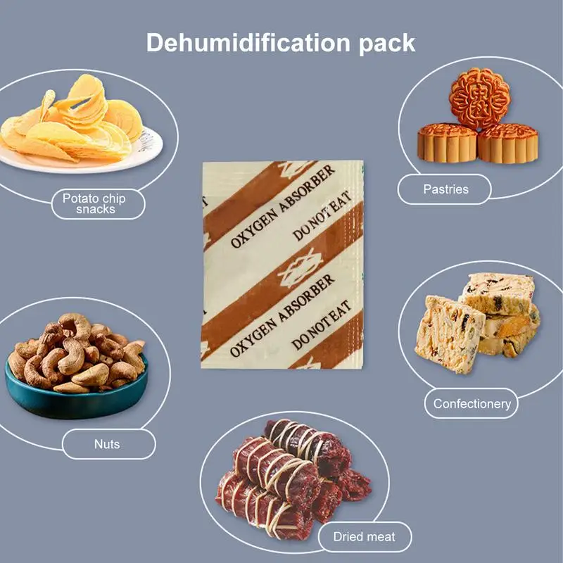 Food Grade Deoxidant Oxygen Absorbers 100/300Bags For Mooncake Long Term Food Storage Saver CO2 Absorber Prevent Rust Moist oxygen absorber for food