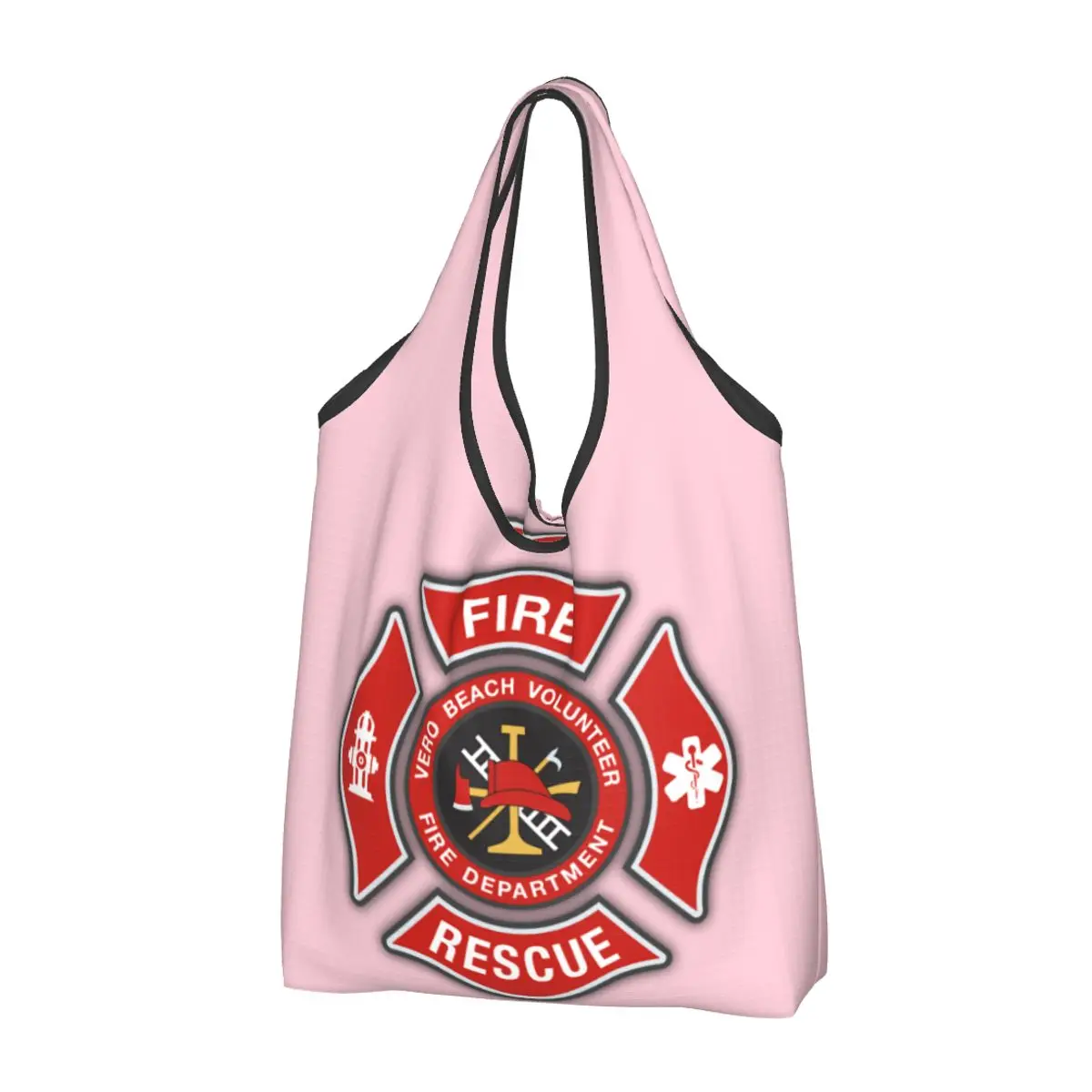 

Fashion Printed Fire Rescue Firefighter Shopping Tote Bag Portable Shopper Shoulder Handbag