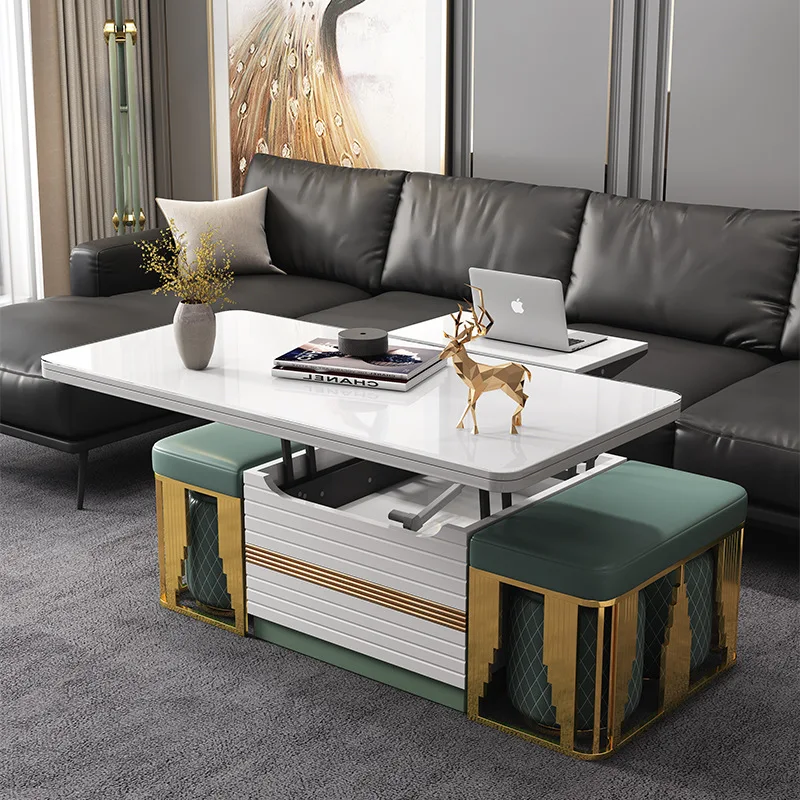 

Lifting Coffee Table Dual-purpose Green Multifunctional Small Apartment Luxury Post-modern Folding Coffee Table Integrated