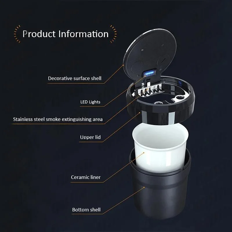 BYD Atto 3 Seagull Dolphin Seal U Seal Han Tang Qin Plus 자동차 액세서리용 자동차 재떨이 LED 세라믹 라이너