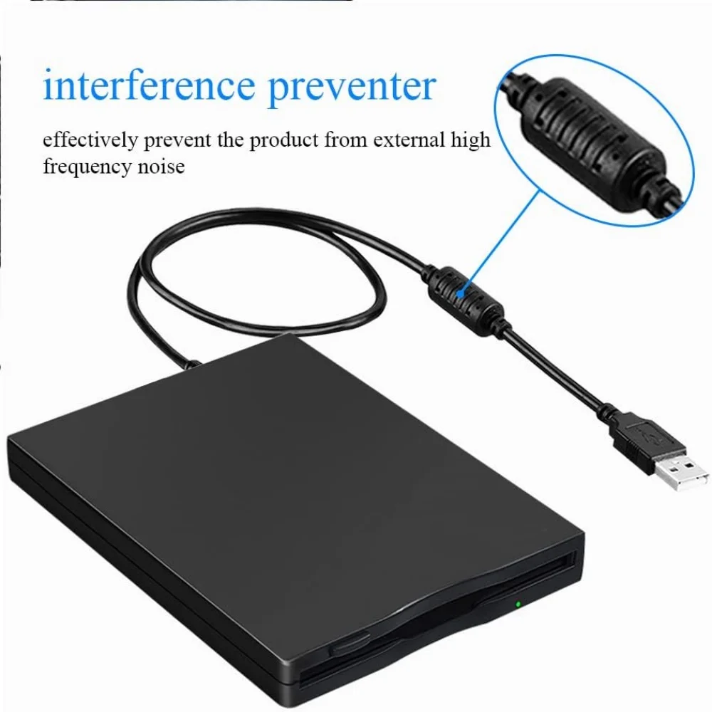USB Floppy Drives Portable 3.5" External 1.44 MB FDD Floppy Disk Reader for Windows XP/7/8/10/11 PC Laptop Desktop