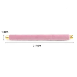 Elegant Pink Velvet Jewelry Ring Display Stand with Wooden and Metal Accents (WHITE)