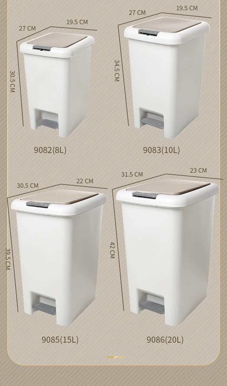 Plastic Foot Pedal Trash Can - Double Opening Bin for Bathroom Kitchen Office