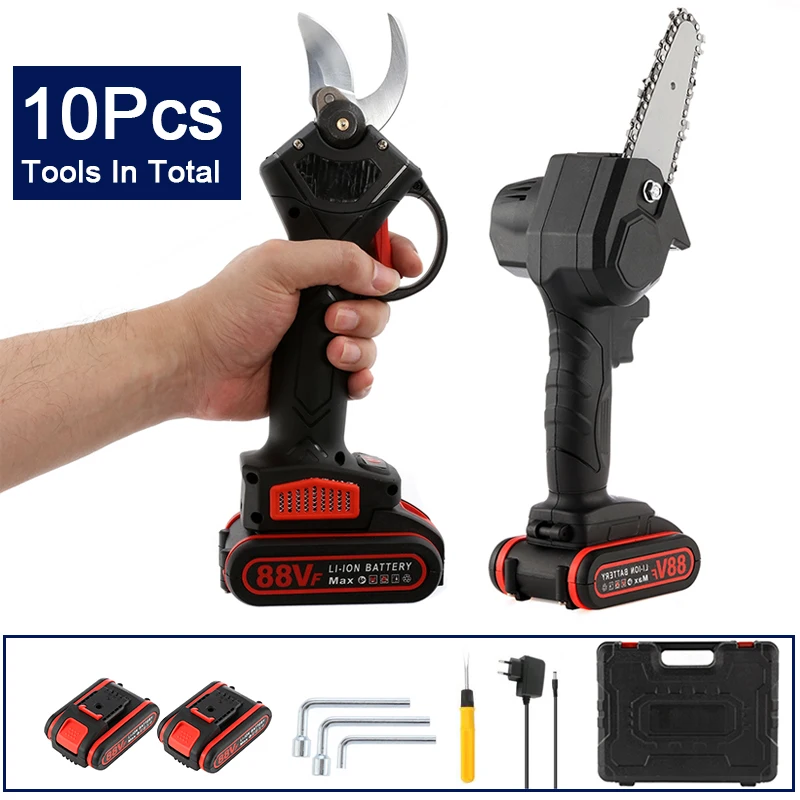 

Power Tools New Portable Mini Electric Saw Rechargeable Fruit Tree Scissors Cordless Electric Garden Scissors And 4inch Chainsaw
