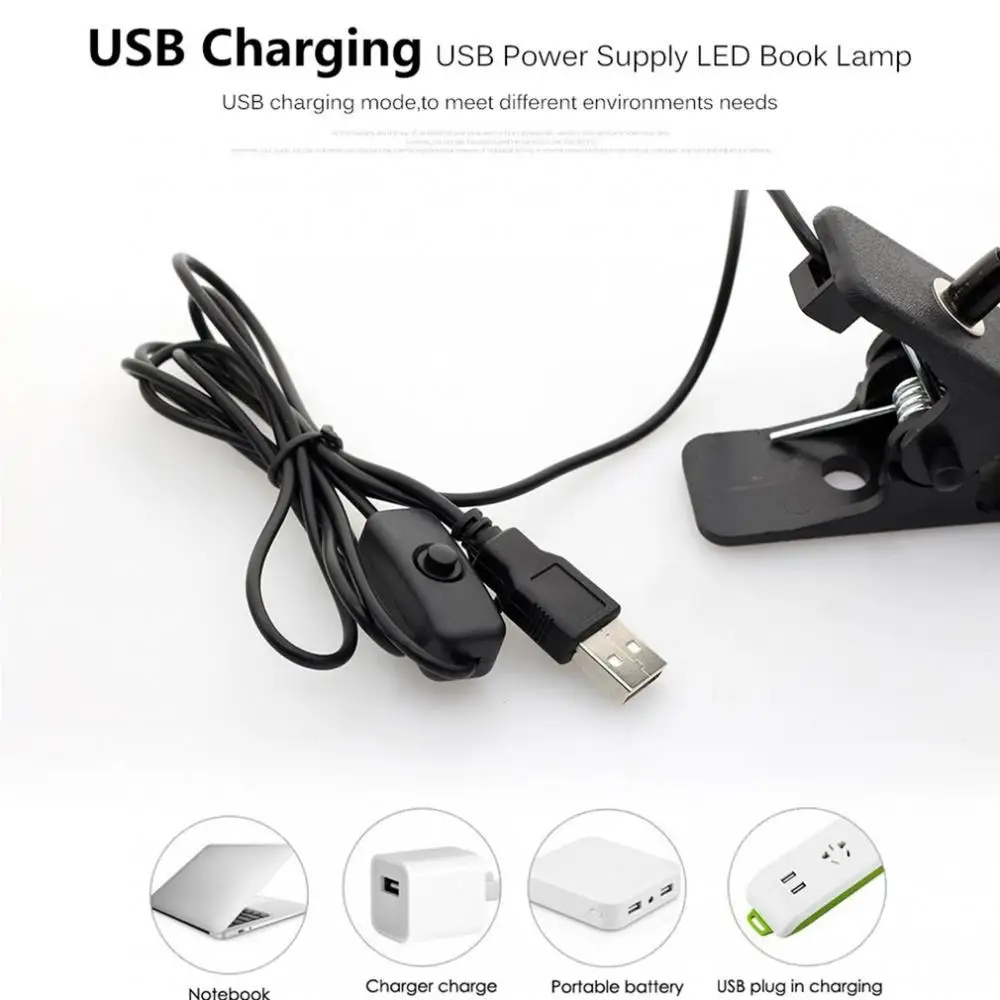 Description Picture 5 of itemUSB Led Desk Lamp Bedside Table Bedroom Night Lights Reading Folding LED Reading Book Light With Holder Clip Learning Lighting