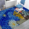 Cartoon Van Gogh Hallway Carpet Non-Slip Laundry Room Mat Laundry Decor Balcony Child Living Room Toilet Rug 2