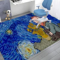 Cartoon Van Gogh Hallway Carpet Non-Slip Laundry Room Mat Laundry Decor Balcony Child Living Room Toilet Rug 2
