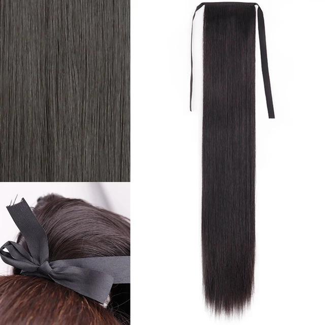 MERISIHAIR Synthetic Long Straight Wrap Around Clip In Ponytail Hair Extension Heat Reistan Pony Tail Fake Hair 13-2