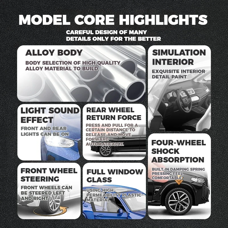 1:32 BMW X3M Diecast SUV Toy Car with Sound and Light Features