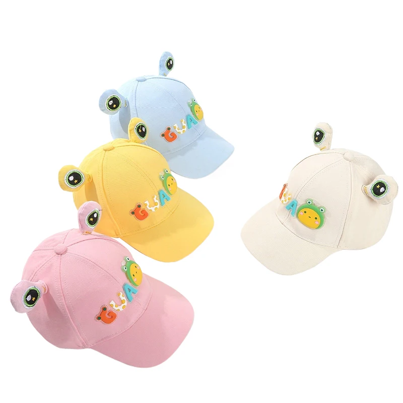1 Piece Sunshade With Ears Boys Girls Fisherman Hat Cartoon Little Frog Baby Baseball Cap Sun Protection Kids Sun Visor Hats