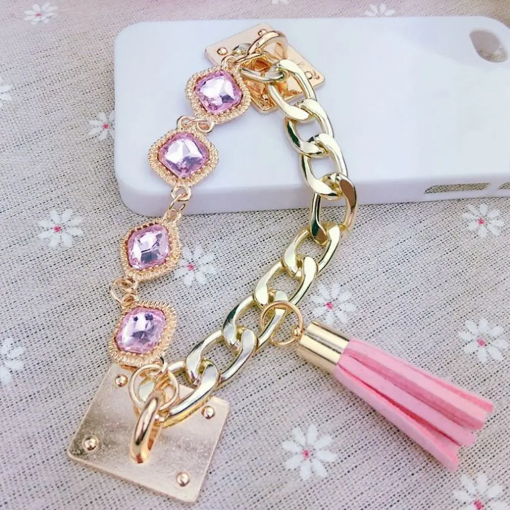 Elegant Rhinestone Beaded Phone Lanyard and Charm Accessory