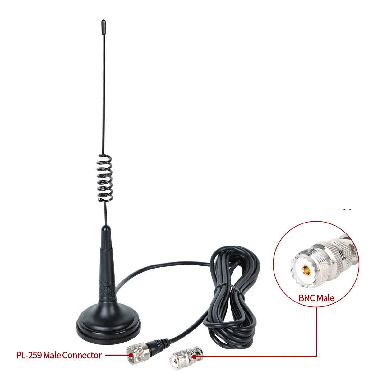 Antenna Abbree Cb 27Mhz Per Radio Cb Portatile Kit Completo Con Base Magnetica Pl-259/Connettore Bnc Per Cobra Midland Mobile/Car Rad