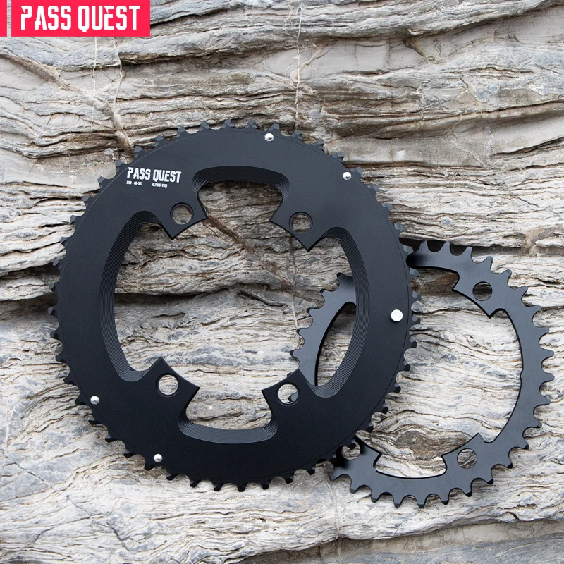 

PASS QUEST 110BCD DA9000 5800 6800 2X Sprocket AERO crankshaft set Round black 9-11 speed Road bike Gravel bike 46T 48T 50T 52T