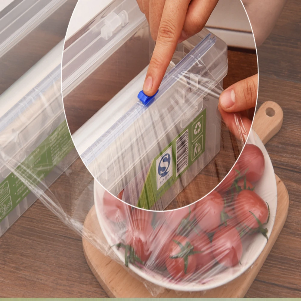 Box Plastic Wrap Cutter Adjustable Food Packaging Dispenser Slide Cutter Fresh Keeping Film Storage Holder Kitchen Utensils cling wrap dispenser food film dispenser plastic wrap cutter cling film cutter kitchen wrap dispenser plastic wrap dispenser