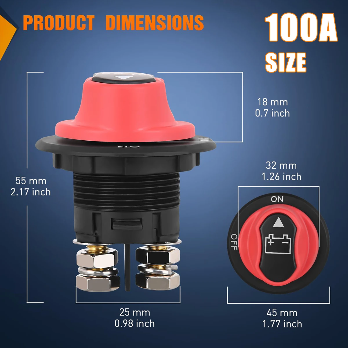 DC 12V 50A 100A 200A 300A Auto Rally Batterie Schalter Trennschalter Power Isolator Cut Off Schalter Kit für Lkw Auto Motorrad Boot – Detail 2