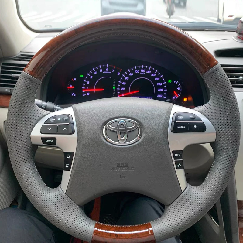 

Для Toyota old Camry HIGHLANDER частный индивидуальный стиль кожаный ручной пошив чехол на руль с ручкой для автомобиля