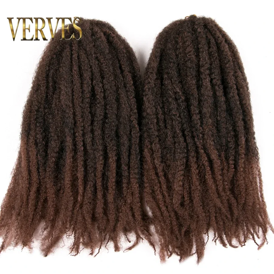 

VERVES Synthetic Crochet Marley Braids Hair Extensions Afro Braiding Hair 18 Inch 30 Strands/Pack Kanekalon Ombre Kinky Braid