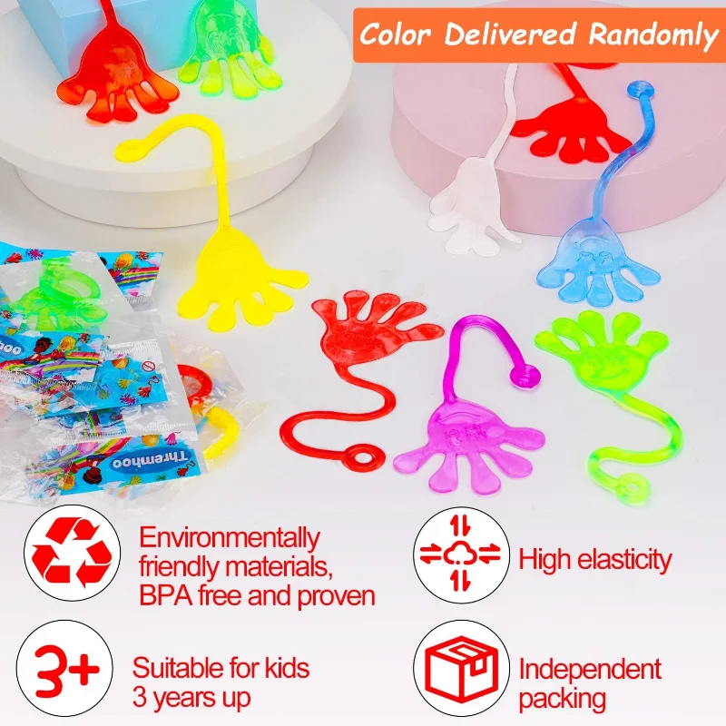 100 Pcs Sticky Hands Party Favors, Bulk Stretchy Toys, Treasure Box Toys  For Classroom Rewards, Kids' Party Supplies For Pinata Stuffers, Carnival