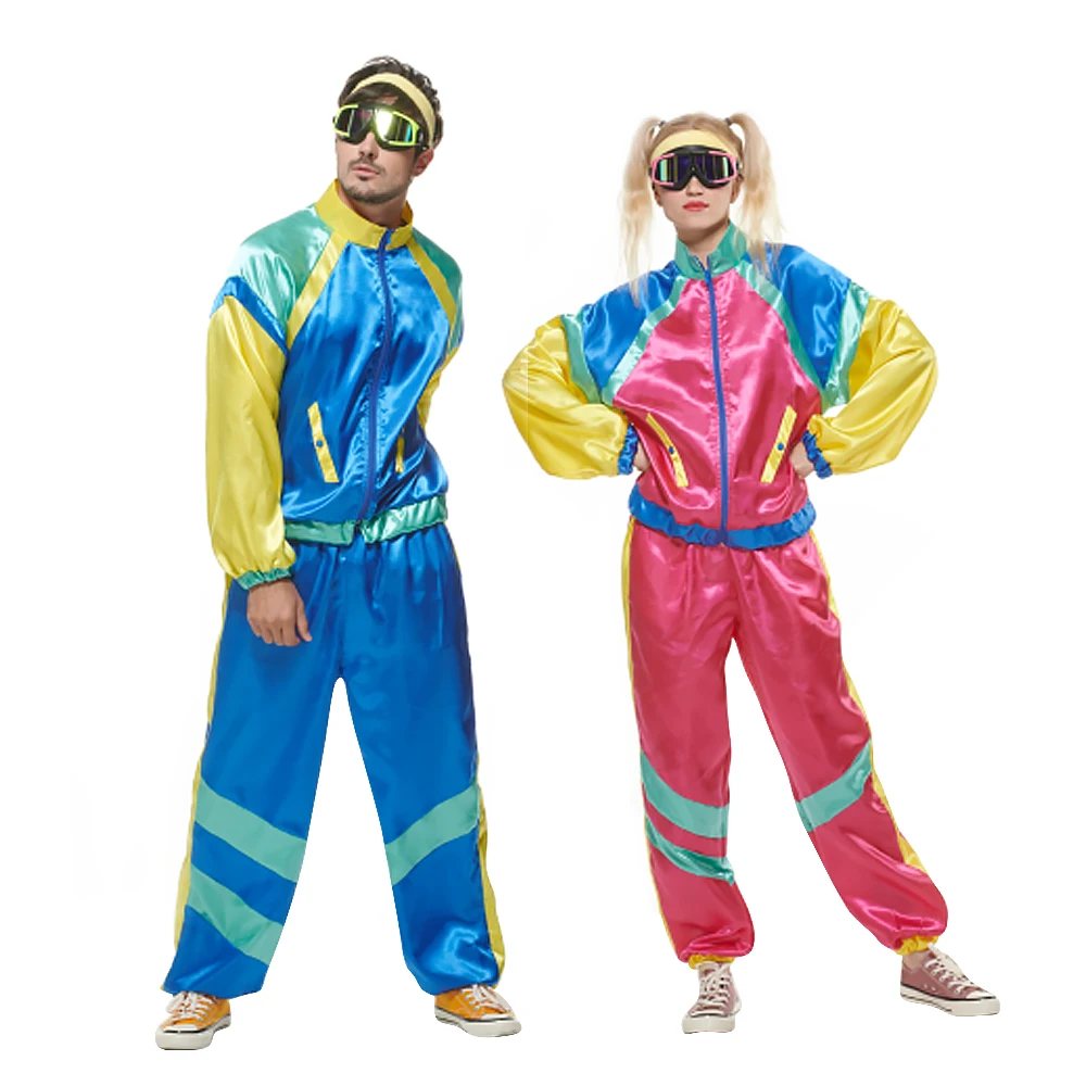 Reneecho 80s Fashion Disco Hippie Costume Adult couple outfit Halloween  Costumes Purim Party Fancy Dress