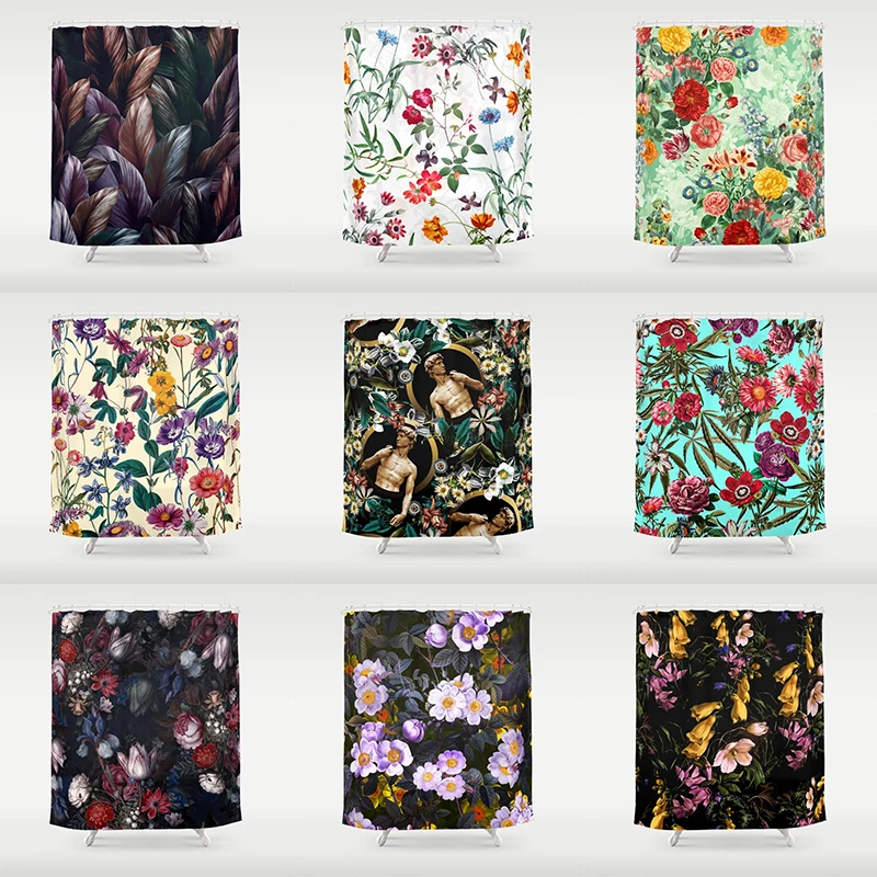Shower Curtains Abstract Plant Character Monkey Flower Bathroom Curtain Home Decor Waterproof Personality Shower Curtain cortina de la ducha