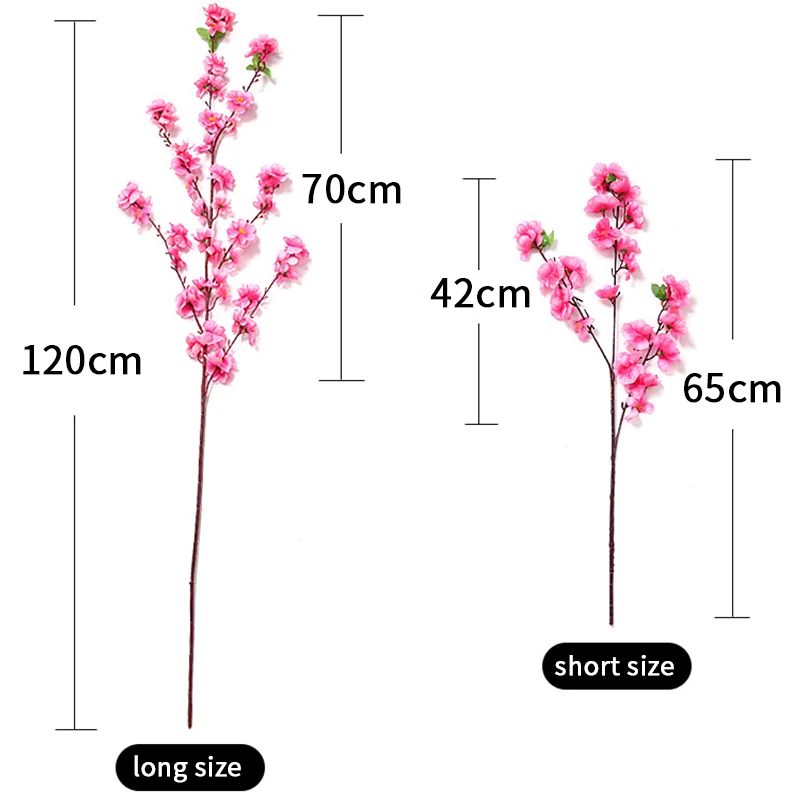 Artificial Peach Blossom Branch Spring Plum Cherry Blossom Silk Flower Tree Decoration Home Wedding DIY Decoration 1/3/5pcs