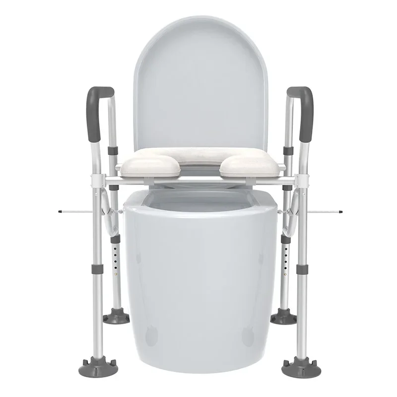 Toilet Booster Elderly Non Perforated Toilet Seat Assist Disability Help, Toilet Armrest Railing Frame Disabled Transfer Chairs 4