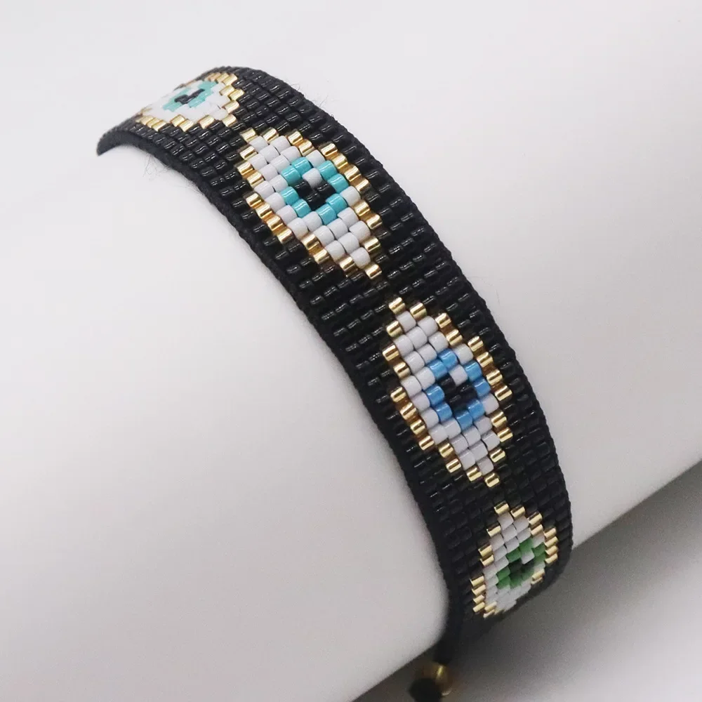 

Beaded Bracelet Hand woven Versatile Devil's Eye trend Simplicity nation Adjustable Bohemia Unisex Rice Ball Bracelet