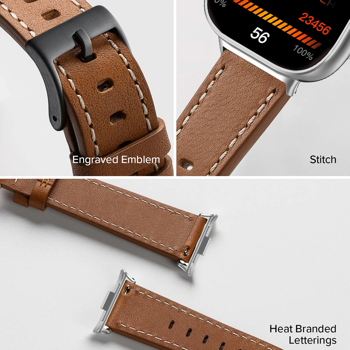 Vintage Leather Smartwatch Band - Elegant Replaceable Wristband Bracelet