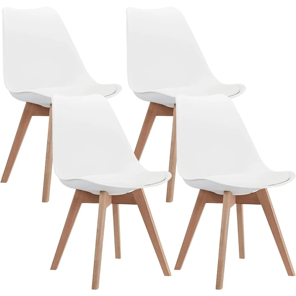 

Современный белый набор, ракушечное кресло с деревянными ножками, для кухни, столовой, гостиной-набор из 4, набор из 4