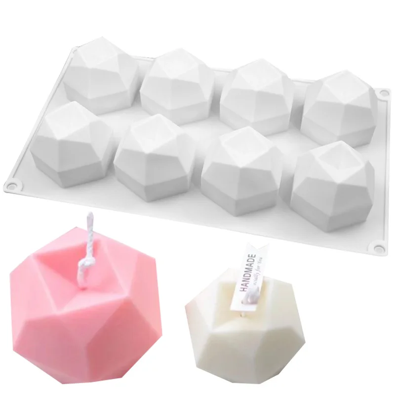8 Pcs Irregular Polygonal Candle Silicone Mold DIY Chocolate Cake Pastry Baking Mold Manual Soap Aromatherapy Wax Making Tools