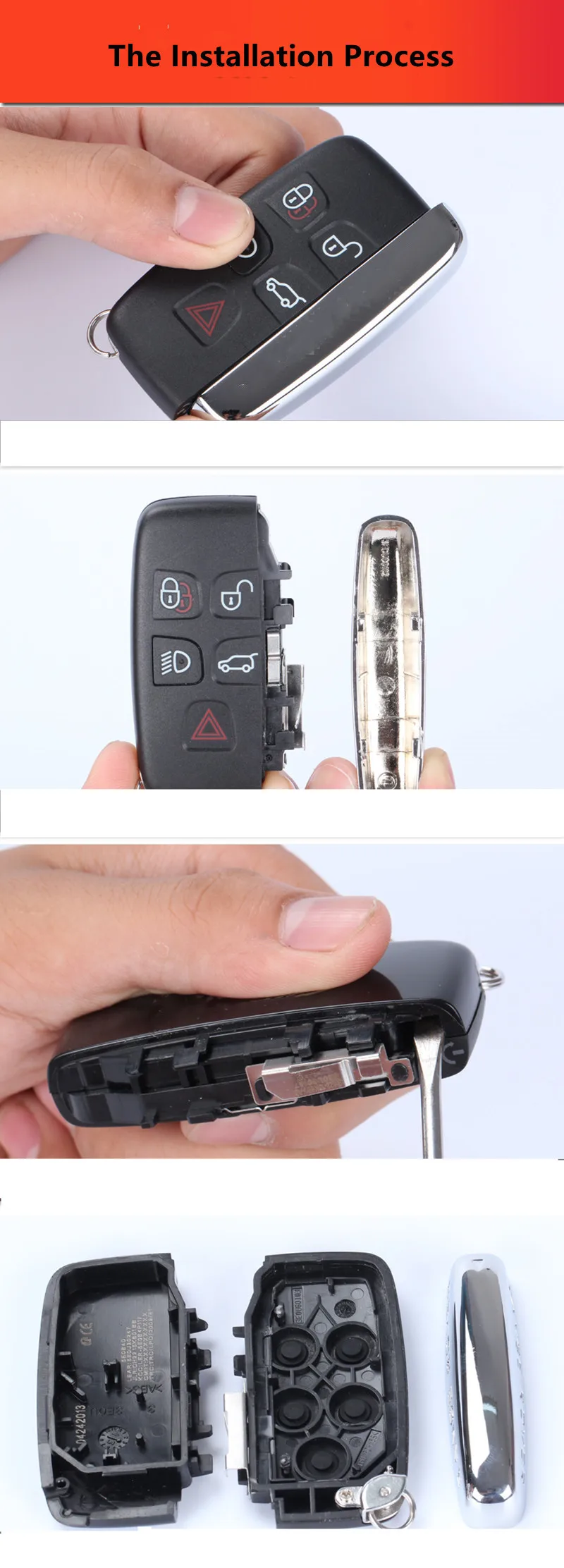 OFF WE GO Coque De Clé Etui Cles Pour Land Rover Boitier Clé De Voiture Pour Range Sport Evoque Velar Freelander Discovery Defender Jaguar Voiture Clé à Télécommande Protecteur Noir Argent P 61378