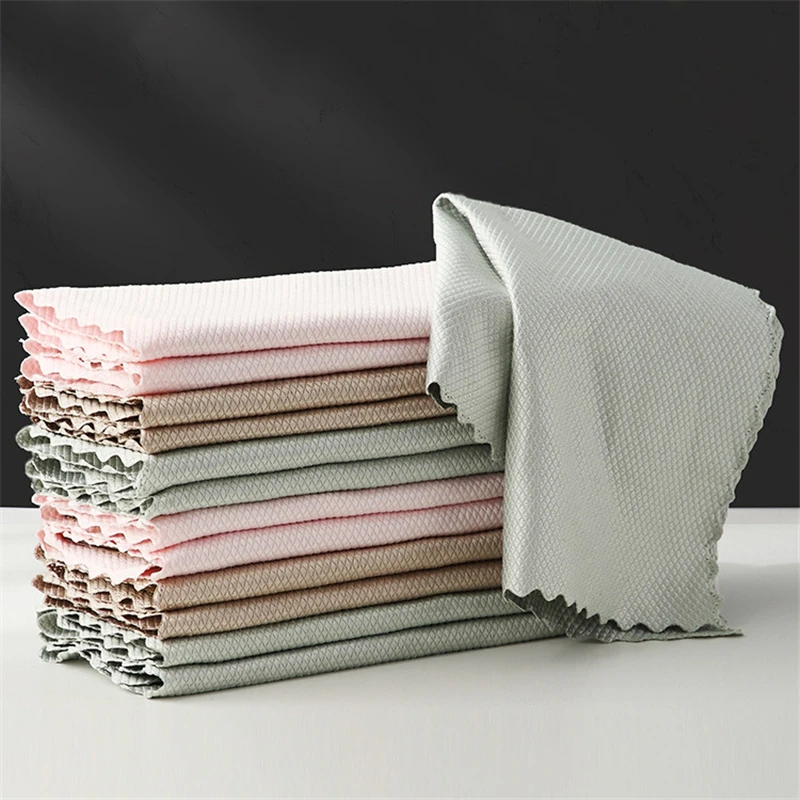 10pcs Microfiber Polishing Cloth 30*40cm Luxury Fish Scale Cloth for Kitchen Window Car Mirror Household