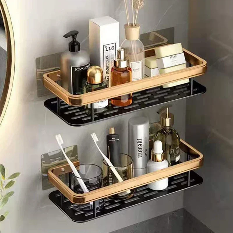 Bathroom Shelf Kitchen Storage Organizer Aluminum Alloy Shampoo Rack Shower Shelf Bathroom Accessories No Drill Shelf 2