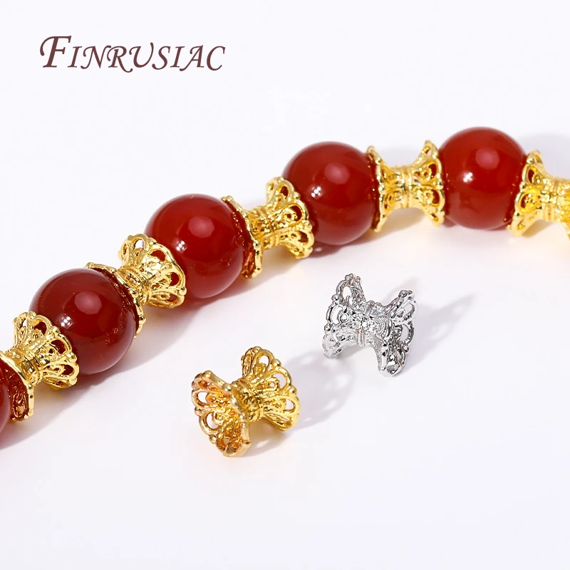 

5X7MM 18K Gold Plated Lace Pattern Spacer Beads Brass Metal Double Side Beads Caps DIY Bracelet Beading Jewelry Accessories