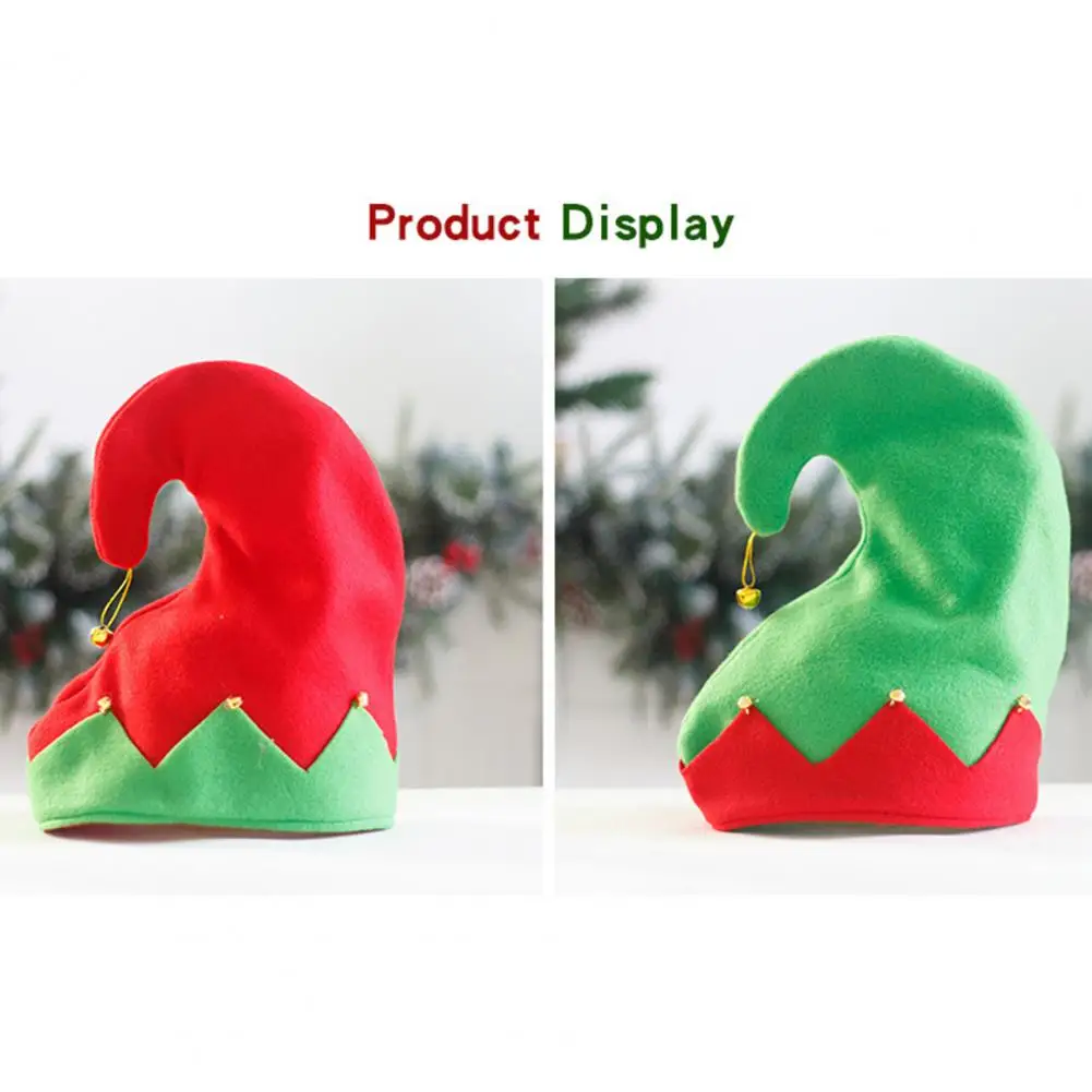 Christmas Beanie Hat Christmas Elf Hat Adult Kids Festive New Year Christmas Party Photo Prop Little Bell Pendant Winter Cap