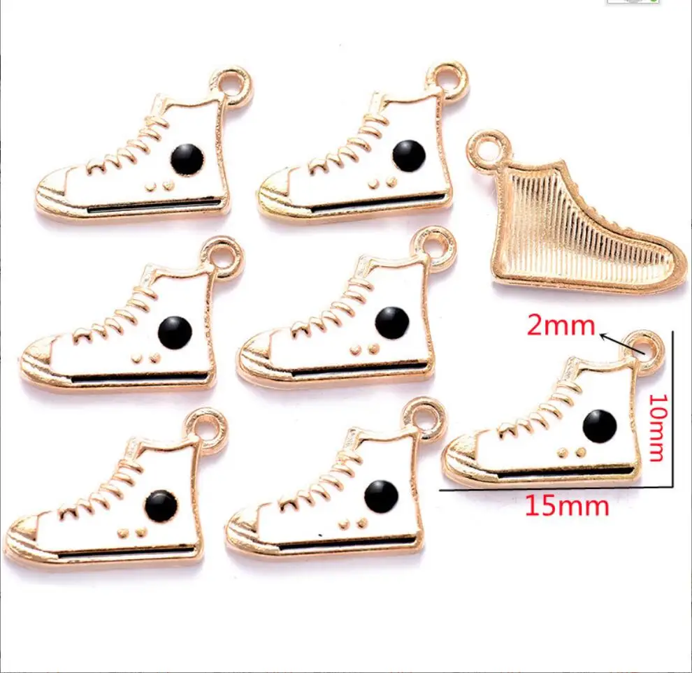 100pcs 19*12mm Enamel Gym Sports Shoes Charms Pendants for Bracelets Earrings Sneaker Charms Handmade Jewelry  DIY Making F0730