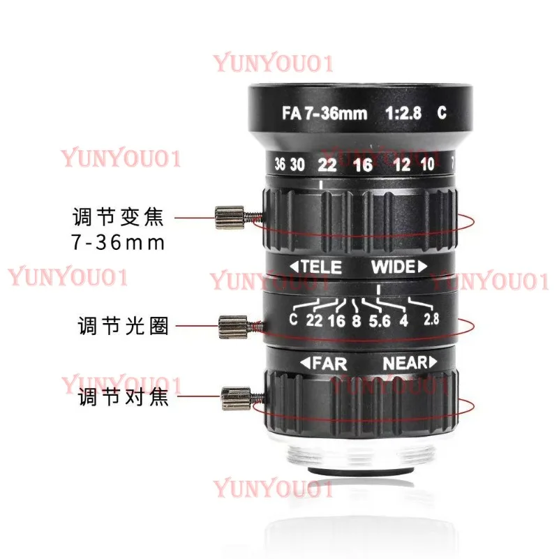 산업용 카메라 줌 렌즈 C 인터페이스 수동 줌 초점 거리 5-50mm7-36mm10-50mm10-55mm