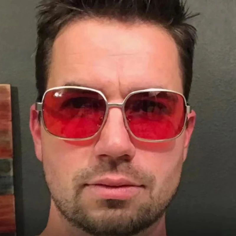 Sunglasses with RED lens, Project Mayhem Fight Club Tyler Durden Brad Pitt men, with box