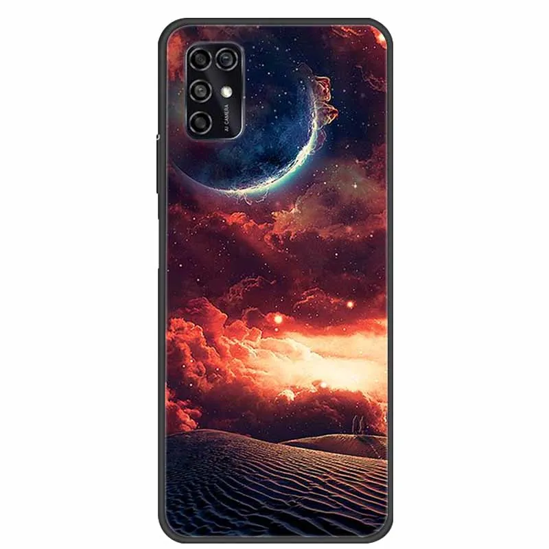 Black Silicon TPU Soft Phone Cover with Cartoon Design
