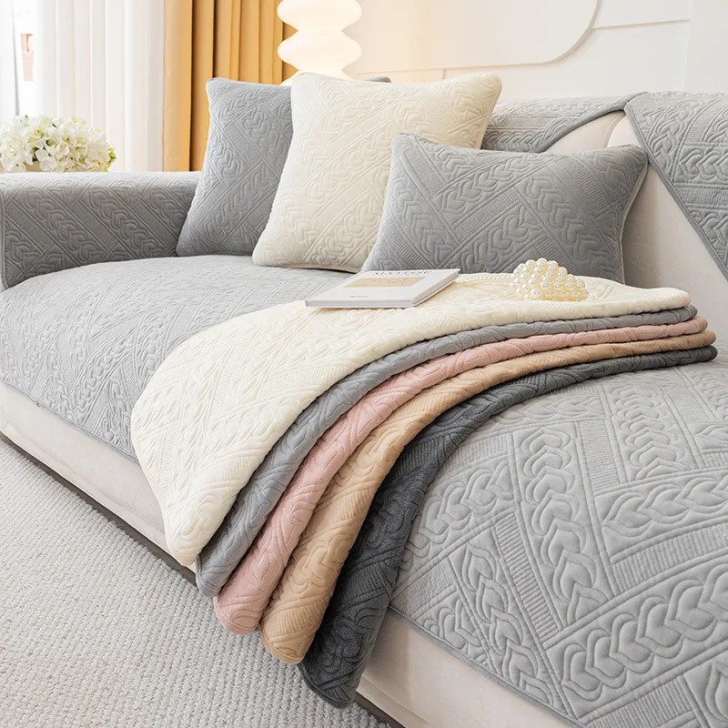 

Современное однотонное покрывало для дивана, чехлы для дивана в гостиную, весна-осень 2024, чехол для дивана, мягкий и гладкий плюшевый нескользящий чехол