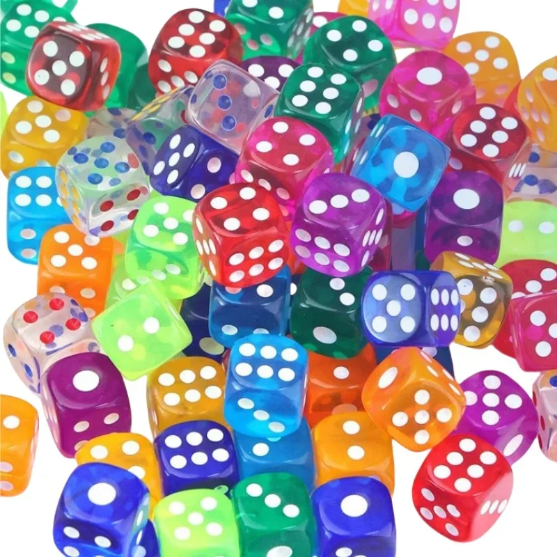 10Pieces/Lot 12mm Transparent Acrylic 6 Sided D6 Point Dice For Club/Party/Family Board Games 10 Colors Clear Round angle Dice game dice dice set acrylic dice