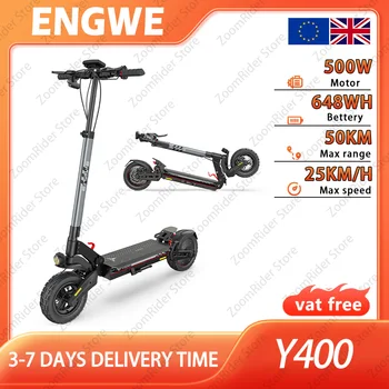 ENGWE Y400 Monopattino Elettrico 500W: Autonomia Massima 50km, Pneumatici Fat 10x2.75", Sospensione a C, Freni a Doppio Disco, Impermeabile IPX5
