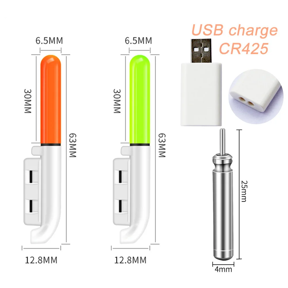 Flotteurs lumineux pour pêche de nuit CR425 avec batterie lithium 3.6V et chargeur, pour eau douce