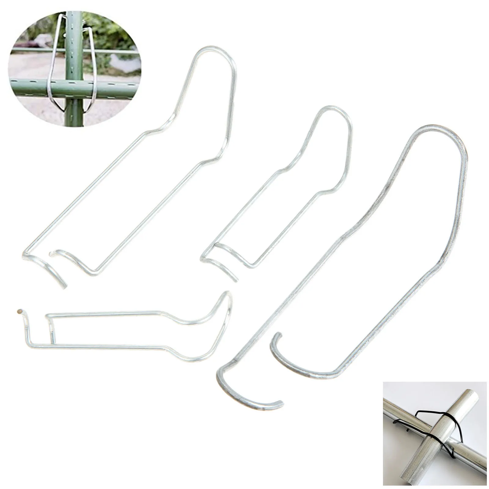 10Pc Plant Cages Steel Buckle Fixing Clamp Garden Greenhouse Pipe Support Fixing Clamp Connector Steel Pressing Spring Wire Clip