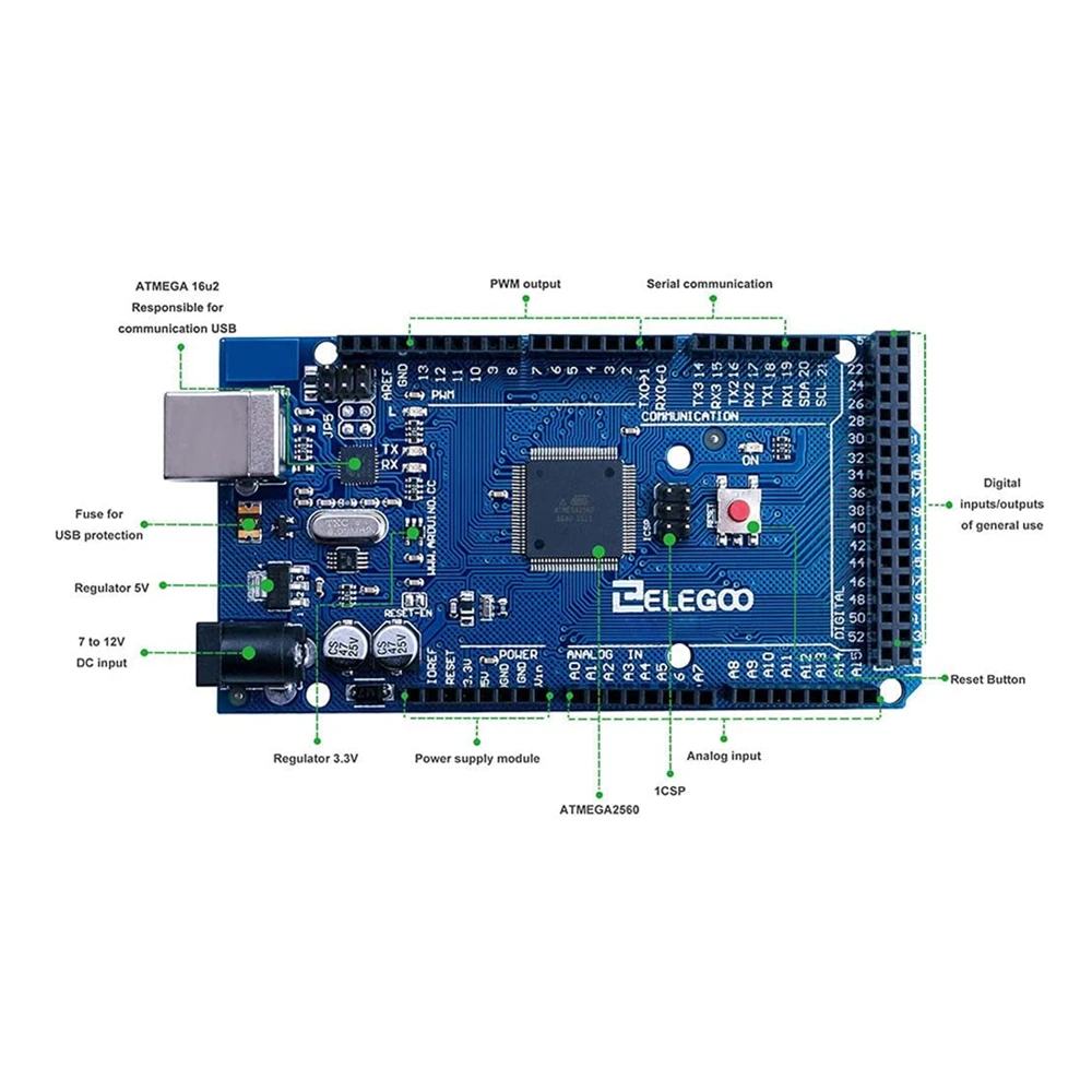 ELEGOO MEGA R3  ATmega 2560 + USB ̺, Ƶ̳ IDE Ʈ ȣȯ, RoHS ȣȯ,  
