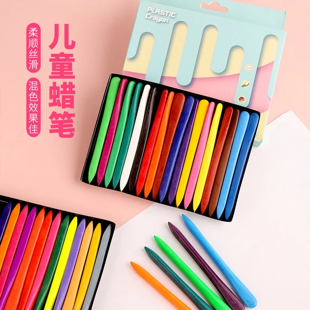 Crayons de couleur en plastique 36 pinceaux de couleurs, triangle, lavables  pour enfants, peinture à la main non sale, stylo de coloration effaçable -  AliExpress