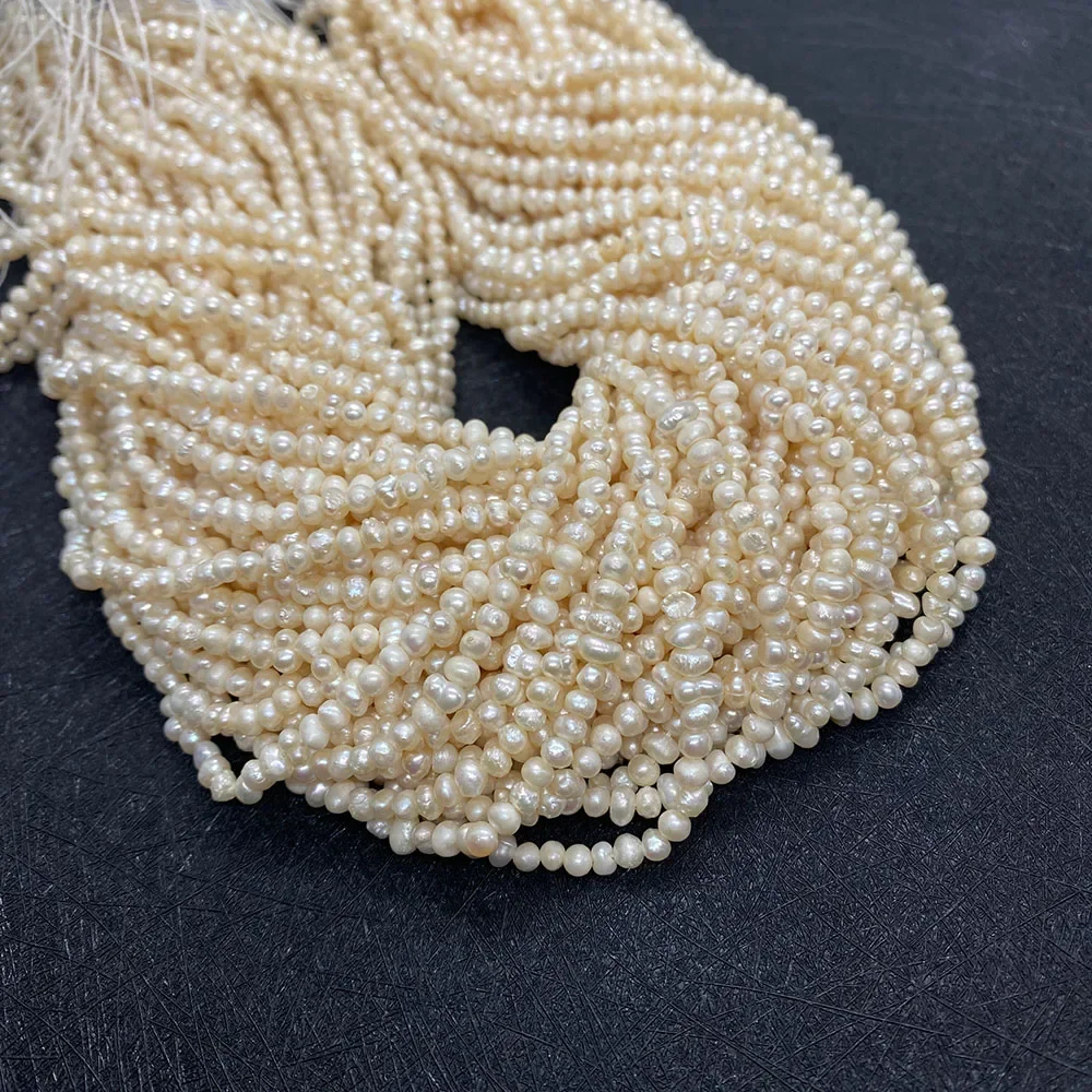 Natural Freshwater Pearl Bead 3-4mm Grade A Nearly Round Punch Loose  for DIY Jewelry Making Bracelet Necklace Earring Accessory