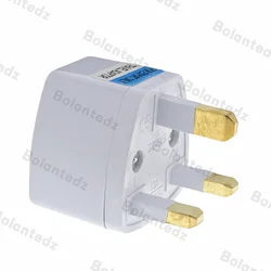 Universal Travel Power Adapter for UK - International Plug Converter for EU, US, and AU (White Pin)