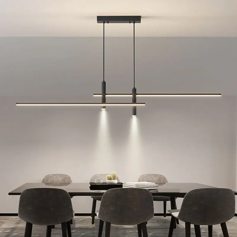

Modern Dining Table Led Chandelier Black Gold Minimalist for Kitchen Dining Room Pendant Lamp Home Decor Lighting Luster Fixture